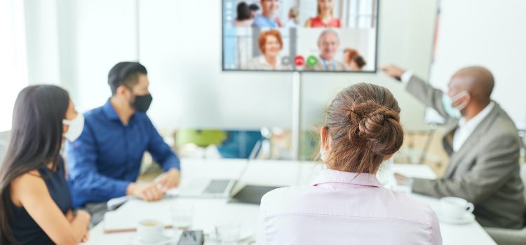 Video conference in the business team meeting at Covid-19 and Coronavirus crisis